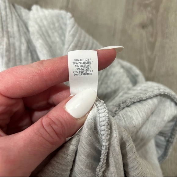 Aerie Groove On Grey Velour Ribbed Flare Waffle Knit Pants Size Medium Long - Picture 5 of 6